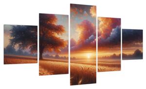 Obraz – Zachód słońca na polu (125x70 cm)