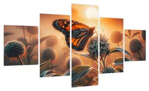 Obraz – Motyl w zachodzącym słońcu (125x70 cm)