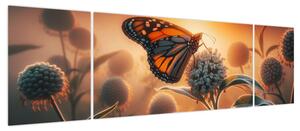 Obraz – Motyl w zachodzącym słońcu (170x50 cm)
