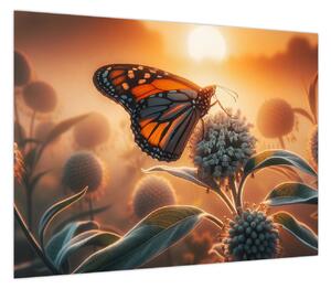 Obraz – Motyl w zachodzącym słońcu (70x50 cm)