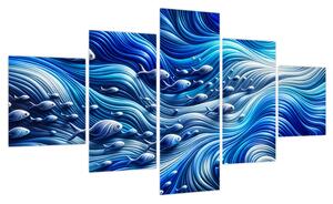 Obraz – Ryby w falach (125x70 cm)