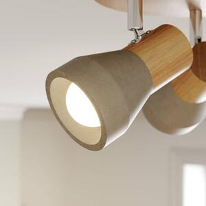 Lindby - Filiz Round Lampa Sufitowa Concrete/Wood Lindby