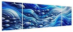 Obraz – Ryby w falach (170x50 cm)