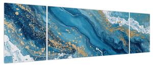 Obraz - Jasnoniebieski marmur ze złotem II. (170x50 cm)