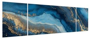 Obraz - Niebieska marmurowa abstrakcja (170x50 cm)