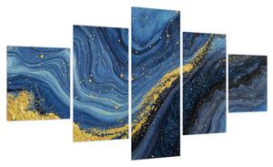 Obraz - Niebiesko-złota abstrakcja (125x70 cm)