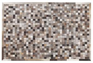 Dywan patchwork brązowo-szary skórzany 140 x 200 cm podszycie z filcu Armutlu Beliani