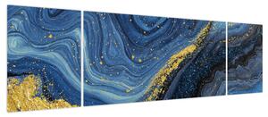 Obraz - Niebiesko-złota abstrakcja (170x50 cm)