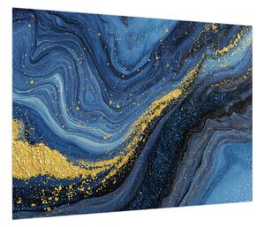 Obraz - Niebiesko-złota abstrakcja (70x50 cm)