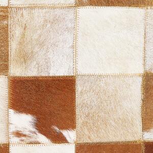 Dywan brązowo-biały patchworkowy skórzany prostokątny 160 x 230 cm Camili Beliani