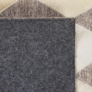 Nowoczesny dywan skórzany patchwork 160x230 geometryczny beżowo brązowy Seslice Beliani