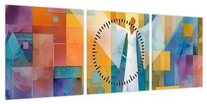 Obraz - Geometryczny anioł (z zegarem) (90x30 cm)