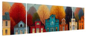 Obraz - Malowane jesienne miasto (170x50 cm)