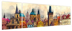 Obraz - Jesień w malowanym mieście (170x50 cm)