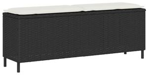 Ławka ogrodowa z poduszką czarna 110x30x40,5 cm polirattan