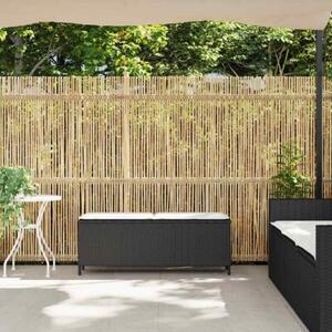 Ławka ogrodowa z poduszką czarna 110x30x40,5 cm polirattan