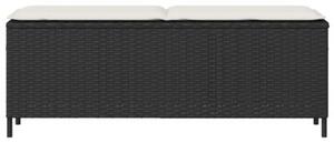 Ławka ogrodowa z poduszką czarna 110x30x40,5 cm polirattan