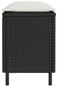 Ławka ogrodowa z poduszką czarna 110x30x40,5 cm polirattan