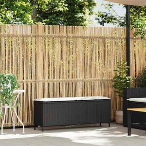 Ławka ogrodowa z poduszką czarna 110x30x40,5 cm polirattan
