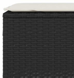 Ławka ogrodowa z poduszką czarna 110x30x40,5 cm polirattan