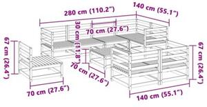 Zestaw Mebli Ogrodowych Komplet Wypoczynkowy 9-Częściowy Drewno Na Taras Balkon Ogród