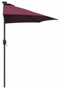 Nowoczesny parasol ogrodowy z lampkami LED, składany, bordeaux czerwony