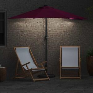 Nowoczesny parasol ogrodowy z lampkami LED, składany, bordeaux czerwony