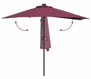 Nowoczesny parasol ogrodowy z lampkami LED, składany, bordeaux czerwony