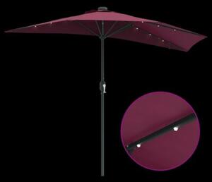 Nowoczesny parasol ogrodowy z lampkami LED, składany, bordeaux czerwony