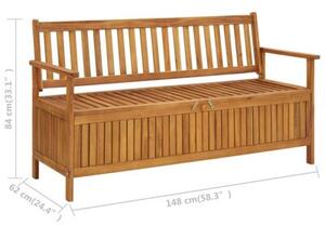 Ławka ogrodowa ze schowkiem, 148 cm, lite drewno akacjowe