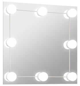 Lustro Åcienne z lampkami LED, kwadratowe, szklane