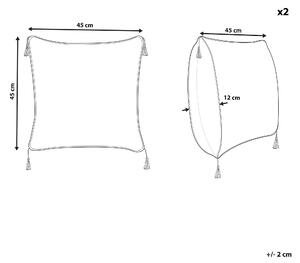 Zestaw 2 poduszek beż z szarym wzór paisley z wypełnieniem 45 x 45 cm Blechnum Beliani