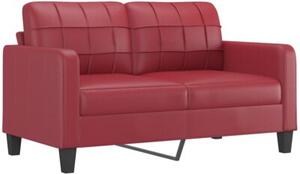 Sofa 2-os. z poduszkami, winna czerwieÅ, 140 cm, sztuczna skÃ³ra