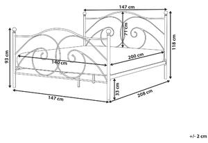 Łóżko metalowe ze zdobioną ramą 140x200 cm białe Dinard Beliani