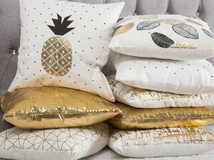 Zestaw 2 poduszek dekoracyjnych z nadrukiem ananas 45 x 45 cm biało-złoty Yasmin Beliani