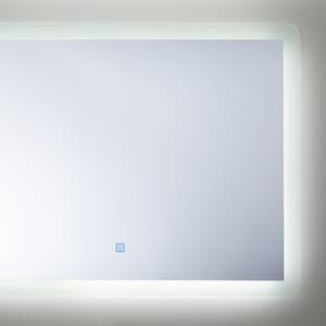 Lustro łazienkowe srebrne rama z LED wiszące nieparujące 60 x 80 cm Corroy Beliani