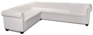 Sofa chesterfield szeÅcioosobowa biaÅa, sztuczna skÃ³ra
