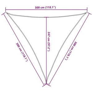 Żagiel przeciwsłoneczny, 160 g/m², piaskowy, 3x3x3 m, hdpe