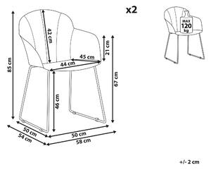 Zestaw 2 krzeseł do jadalni biały plastikowy metalowe nogi podłokietniki Sylva Beliani