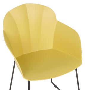 Zestaw 2 krzeseł do jadalni żółty plastikowy metalowe nogi podłokietniki Sylva Beliani