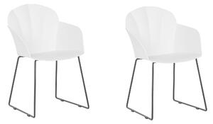 Zestaw 2 krzeseł do jadalni biały plastikowy metalowe nogi podłokietniki Sylva Beliani