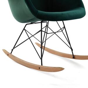 MebleMWM Krzesło skandynawskie bujane ART106C | Welur | Zielony | Outlet