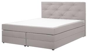 Łóżko podwójne z materacem do sypialni schowek 180 x 200 cm jasnoszare Milord Beliani