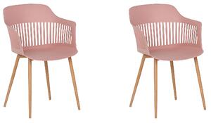 Zestaw 2 krzeseł plastikowych do jadalni obiadowych z oparciem różowe Bereca Beliani
