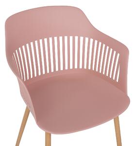 Zestaw 2 krzeseł plastikowych do jadalni obiadowych z oparciem różowe Bereca Beliani