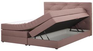 Łóżko podwójne z materacem do sypialni schowek 180 x 200 cm jasnobrązowe Milord Beliani