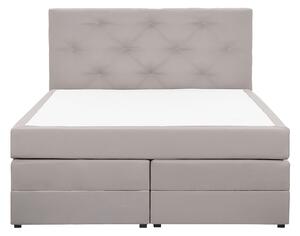 Łóżko podwójne z materacem do sypialni schowek 160 x 200 cm jasnoszare Milord Beliani