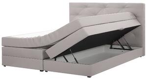 Łóżko podwójne z materacem do sypialni schowek 160 x 200 cm jasnoszare Milord Beliani