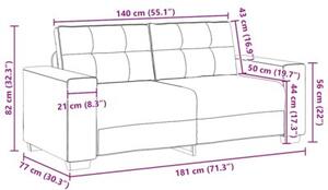 Sofa dwuosobowa, brÄ zowa, 180x77x82 cm, tkanina