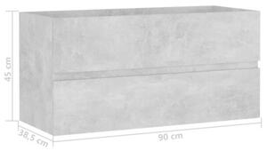 Szafka pod umywalkę, szarość betonu, 90x38,5x45 cm
